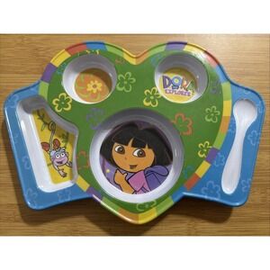 Vintage 2004 Dora the Explorer Divided Melamine Kids Plate Munchkin  Y2K